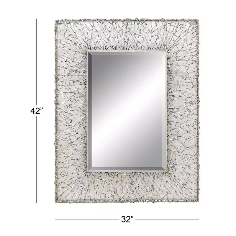 Metal Ribbon Wall Mirror Silver - Olivia & May: Large Industrial Style, Rectangular Shape, No Assembly Required