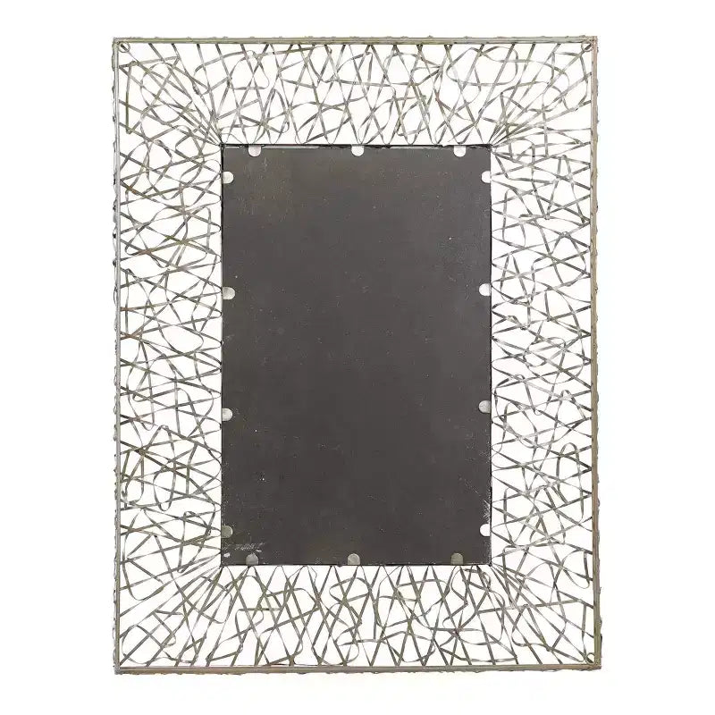 Metal Ribbon Wall Mirror Silver - Olivia & May: Large Industrial Style, Rectangular Shape, No Assembly Required