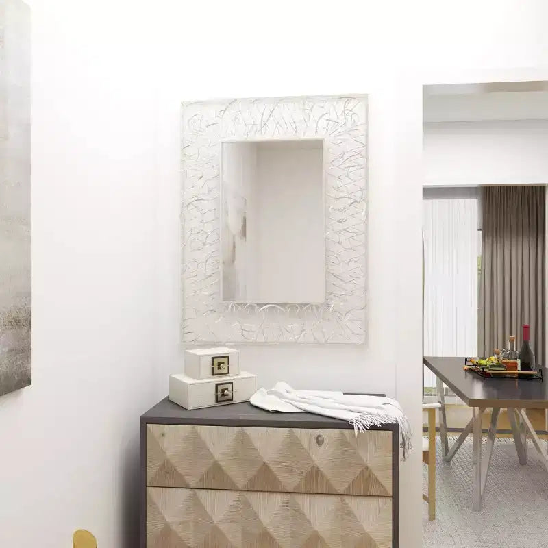 Metal Ribbon Wall Mirror Silver - Olivia & May: Large Industrial Style, Rectangular Shape, No Assembly Required