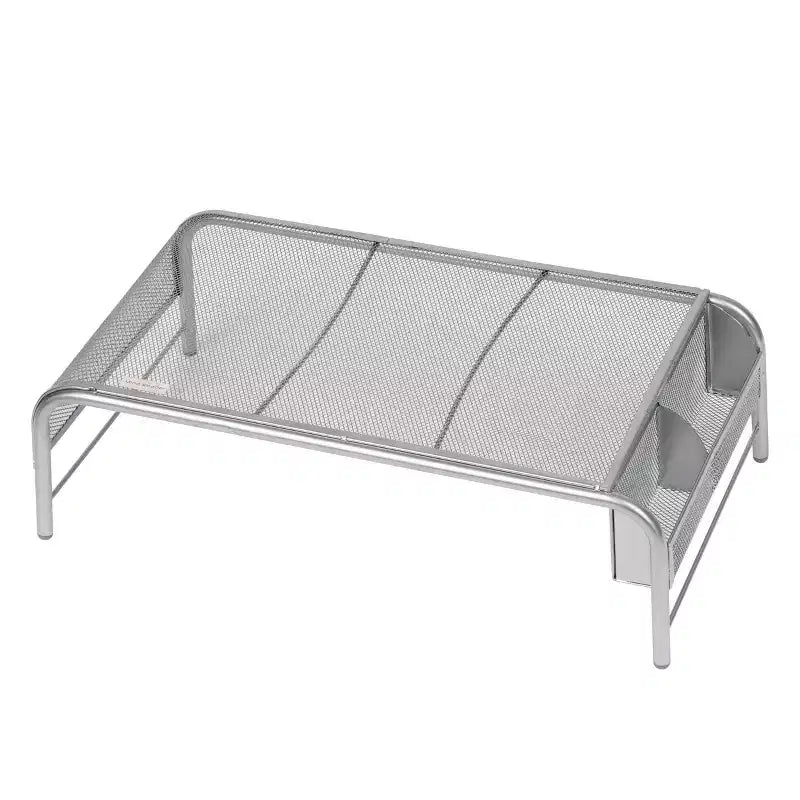 Mind Reader Monitor Stand, Ventilated Laptop Riser, Desktop Organizer, Side Storage, Metal Mesh, 20"L x 11.5"W x 5.5"H, Silver
