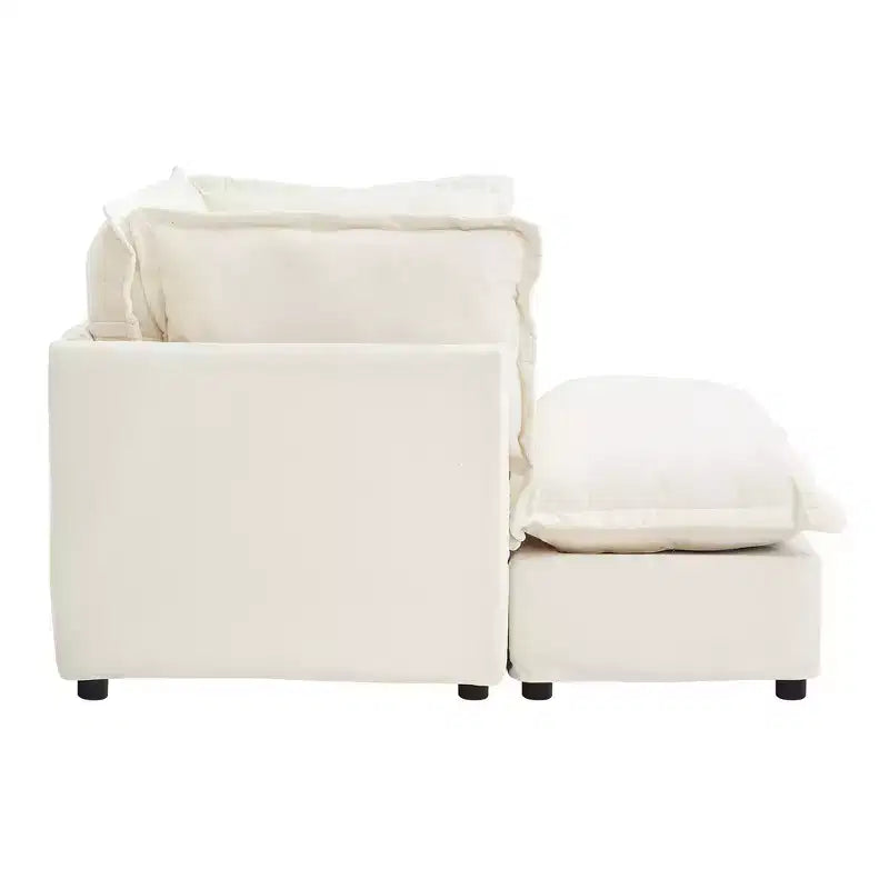 Upholstered Accent Chair Armchair Single Sofa with Movable Ottoman & Soft Pillows - ModernLuxe