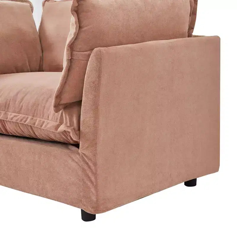 Upholstered Accent Chair Armchair Single Sofa with Movable Ottoman & Soft Pillows - ModernLuxe