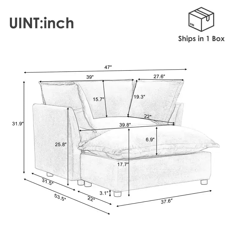 Upholstered Accent Chair Armchair Single Sofa with Movable Ottoman & Soft Pillows - ModernLuxe