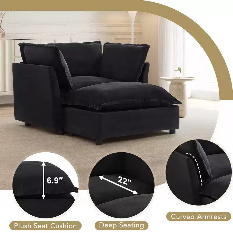 Upholstered Accent Chair Armchair Single Sofa with Movable Ottoman & Soft Pillows - ModernLuxe