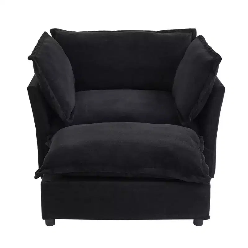 Upholstered Accent Chair Armchair Single Sofa with Movable Ottoman & Soft Pillows - ModernLuxe