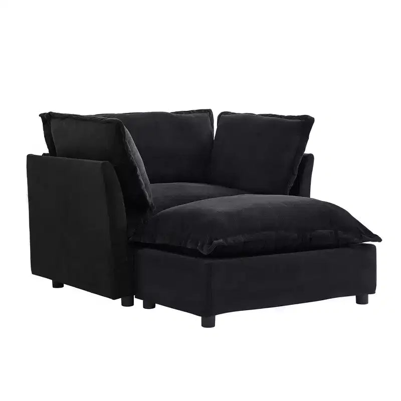 Upholstered Accent Chair Armchair Single Sofa with Movable Ottoman & Soft Pillows - ModernLuxe