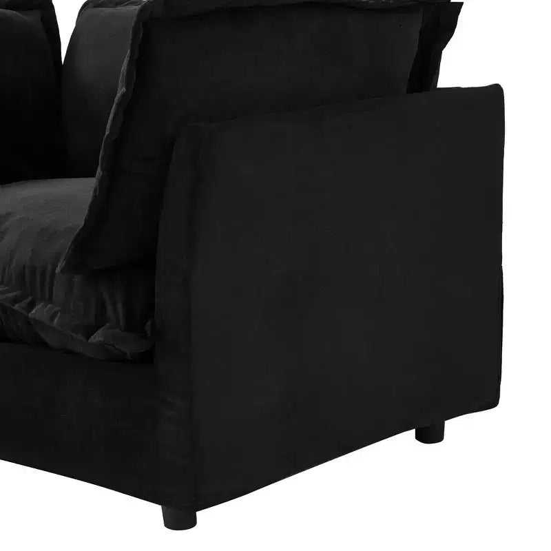 Upholstered Accent Chair Armchair Single Sofa with Movable Ottoman & Soft Pillows - ModernLuxe