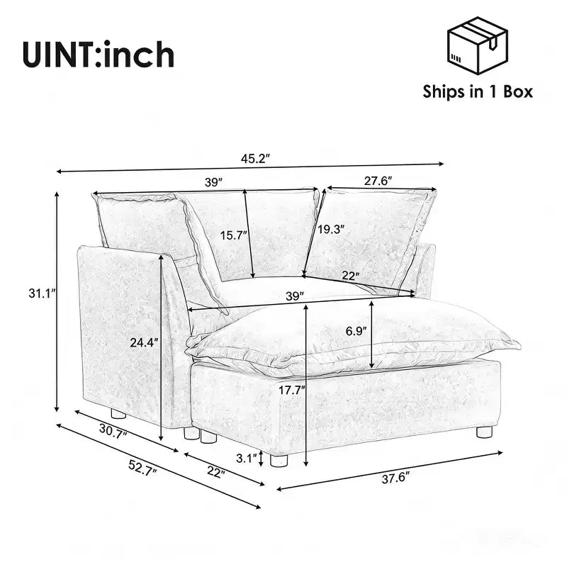 Upholstered Accent Chair Armchair Single Sofa with Movable Ottoman & Soft Pillows - ModernLuxe