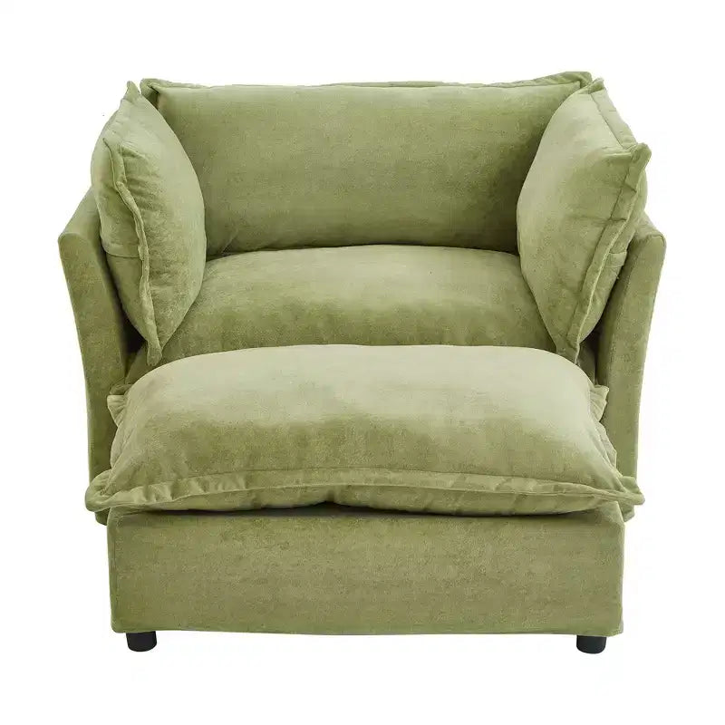 Upholstered Accent Chair Armchair Single Sofa with Movable Ottoman & Soft Pillows - ModernLuxe