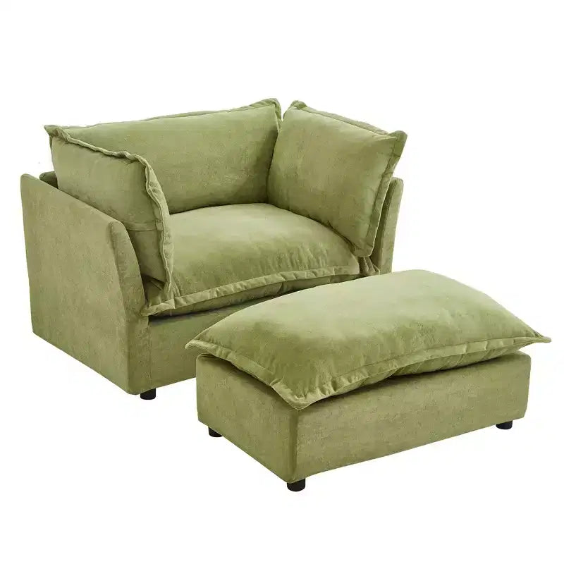 Upholstered Accent Chair Armchair Single Sofa with Movable Ottoman & Soft Pillows - ModernLuxe
