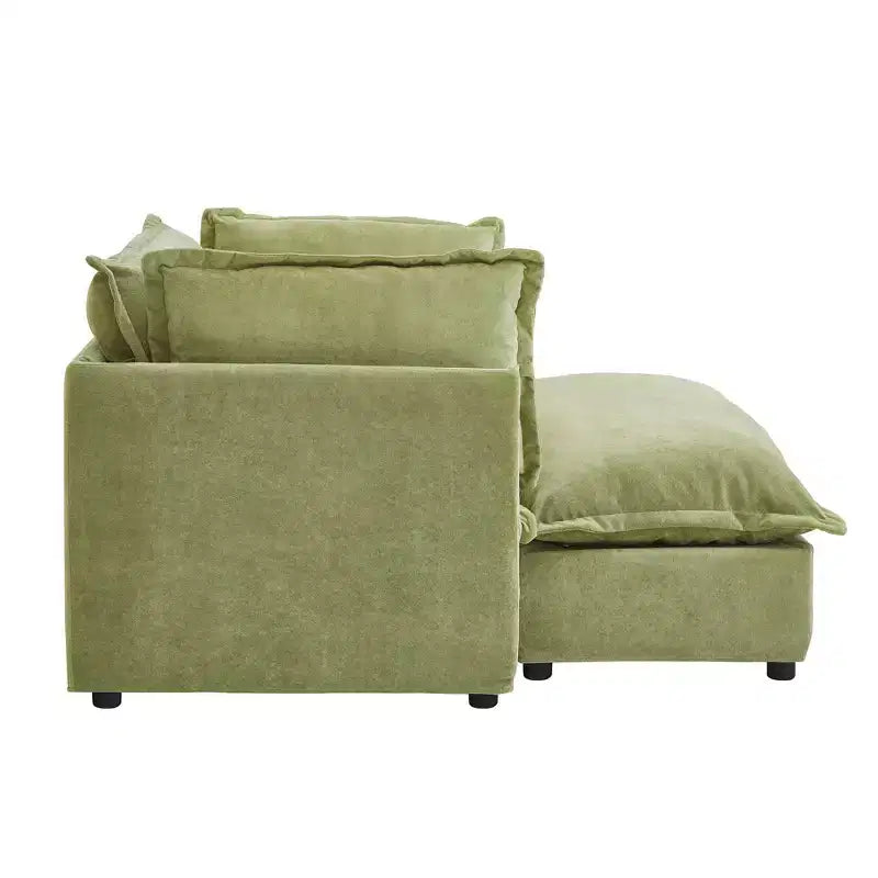 Upholstered Accent Chair Armchair Single Sofa with Movable Ottoman & Soft Pillows - ModernLuxe