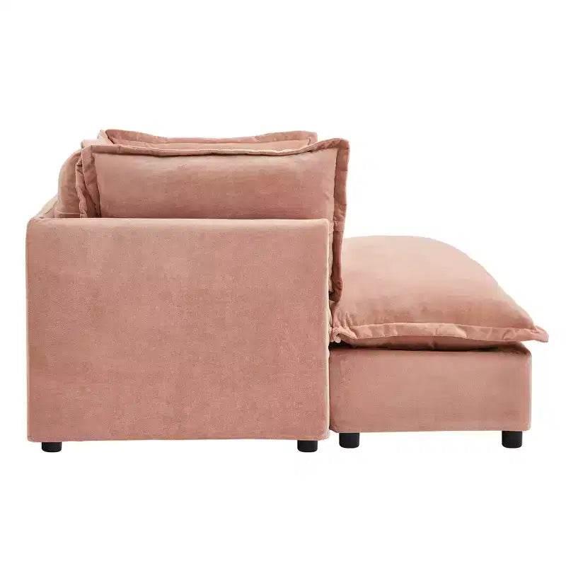 Upholstered Accent Chair Armchair Single Sofa with Movable Ottoman & Soft Pillows - ModernLuxe
