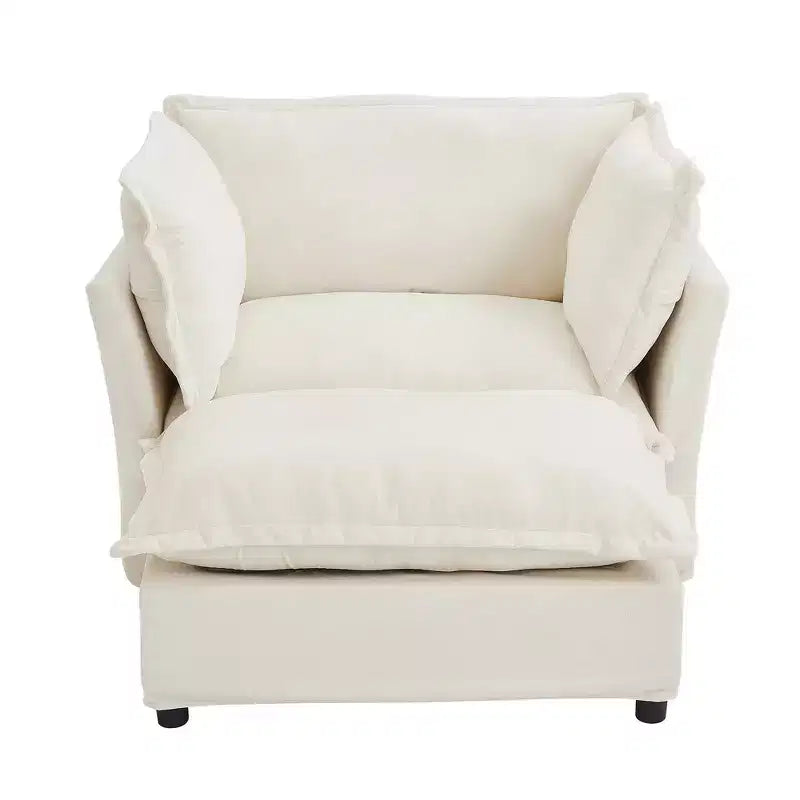 Upholstered Accent Chair Armchair Single Sofa with Movable Ottoman & Soft Pillows - ModernLuxe