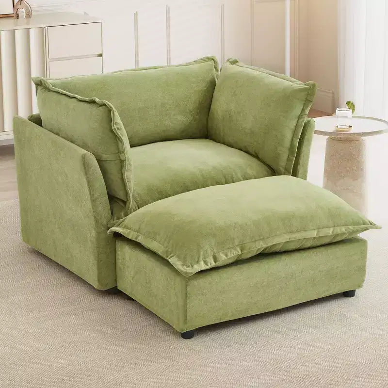 Upholstered Accent Chair Armchair Single Sofa with Movable Ottoman & Soft Pillows - ModernLuxe