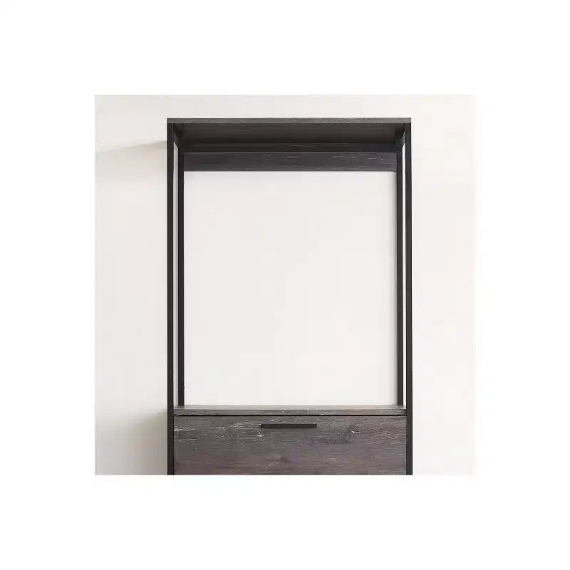 HomeStock 77.7 in.H x 31.5 in.W Black Wood Composite Closet System for Universal Storage with Storage Bins