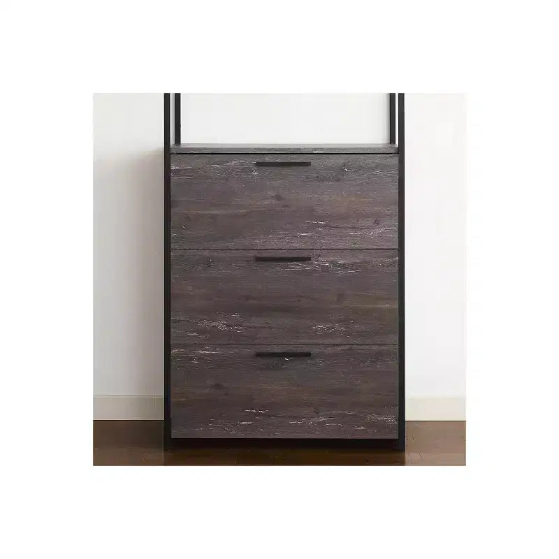 HomeStock 77.7 in.H x 31.5 in.W Black Wood Composite Closet System for Universal Storage with Storage Bins