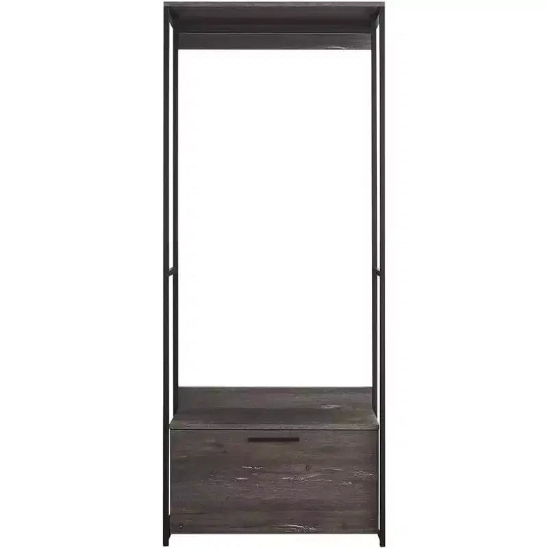 HomeStock 77.7 in.H x 31.5 in.W Black Wood Composite Closet System for Universal Storage with Storage Bins