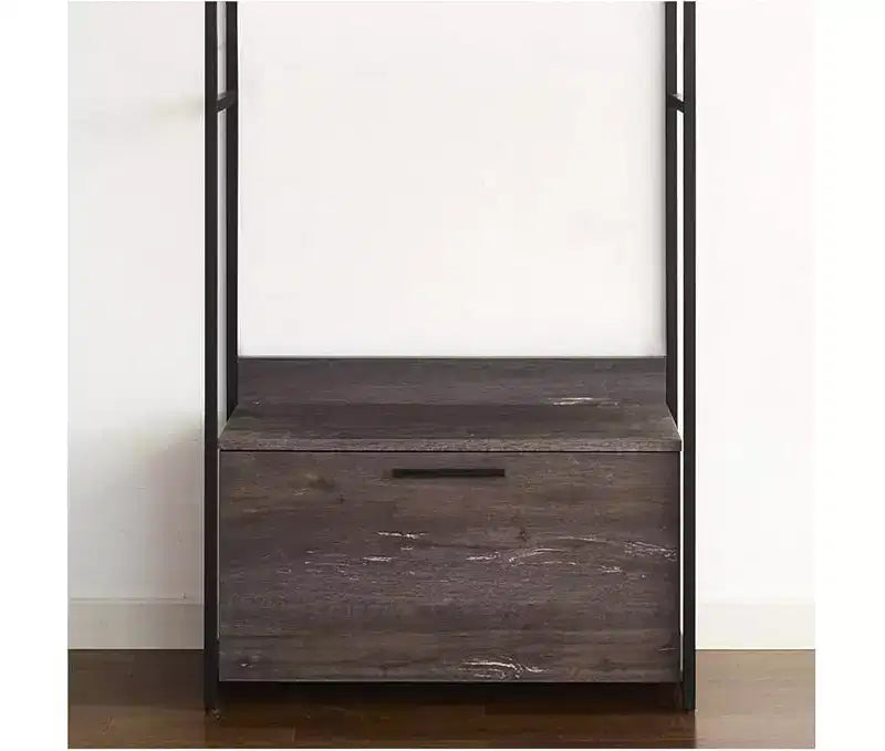 HomeStock 77.7 in.H x 31.5 in.W Black Wood Composite Closet System for Universal Storage with Storage Bins