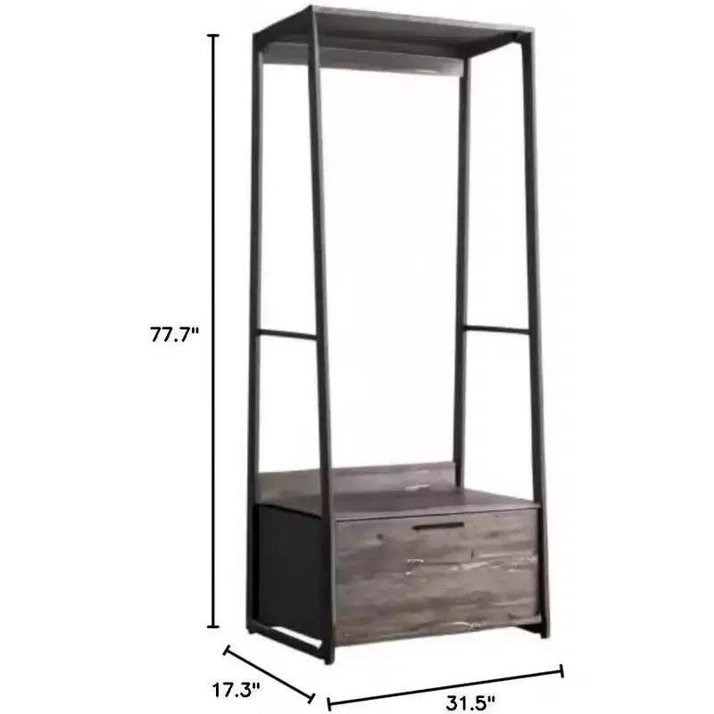 HomeStock 77.7 in.H x 31.5 in.W Black Wood Composite Closet System for Universal Storage with Storage Bins