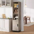 70-Inch Tall Narrow Bathroom Storage Cabinet with Door and Adjustable Shelves, Freestanding Open Storage Unit for Laundry Room, Living Room, Gray