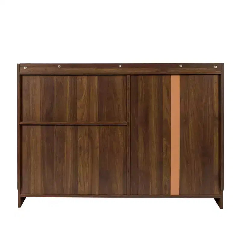 GDFStudio Bertha Modern 47.2 Wood Sideboard with 2 Sliding Glass Doors and 3 Drawers