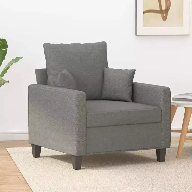 vidaXL Modern 1-Seater Sofa Chair, Dark Gray Fabric, Highly Comfortable, Sturdy and Stable Frame, Thickly Padded Seat, Simple and Elegant Design