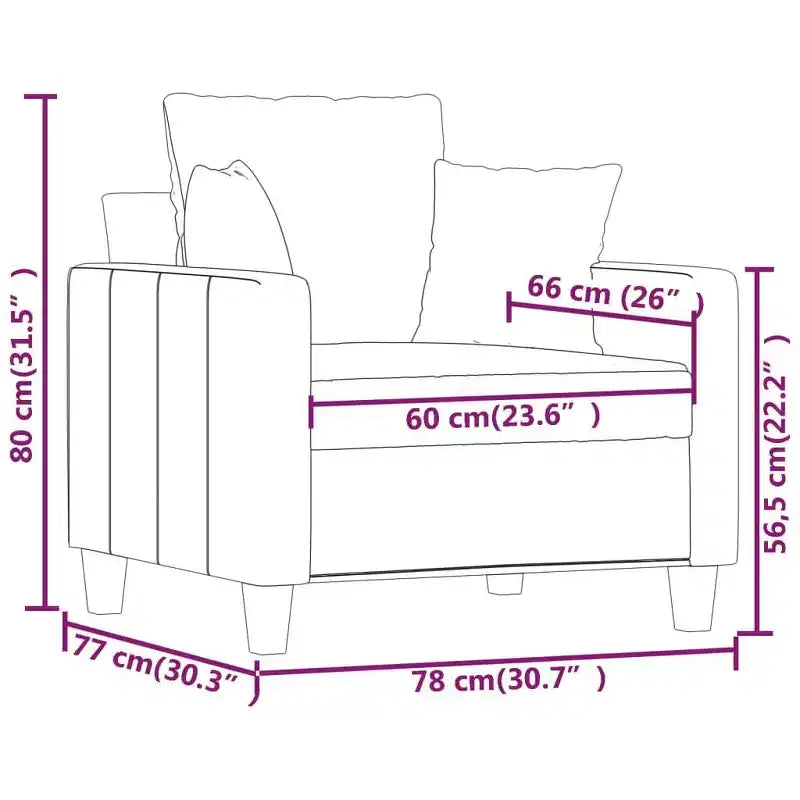 vidaXL Modern 1-Seater Sofa Chair, Dark Gray Fabric, Highly Comfortable, Sturdy and Stable Frame, Thickly Padded Seat, Simple and Elegant Design