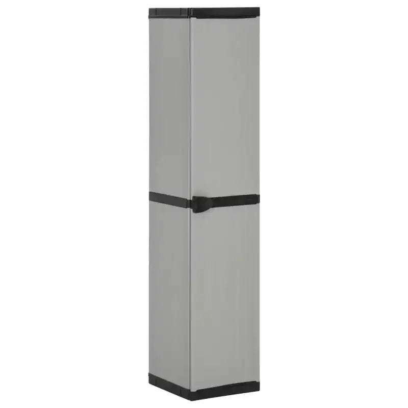 vidaXL Durable PVC and PP Garden Storage Cabinet with Three Shelves for Organized Storage in Patio, Balcony, or Garage - Gray & Black