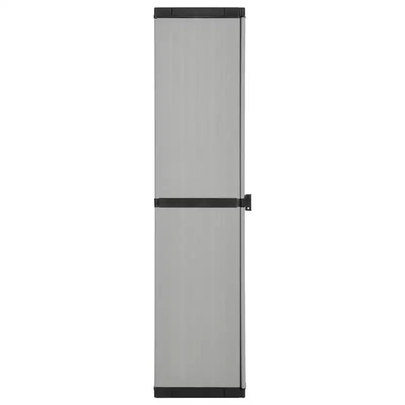 vidaXL Durable PVC and PP Garden Storage Cabinet with Three Shelves for Organized Storage in Patio, Balcony, or Garage - Gray & Black