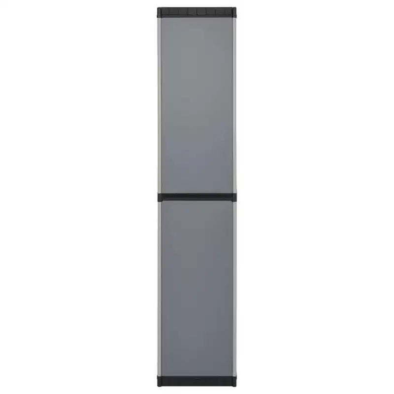 vidaXL Durable PVC and PP Garden Storage Cabinet with Three Shelves for Organized Storage in Patio, Balcony, or Garage - Gray & Black