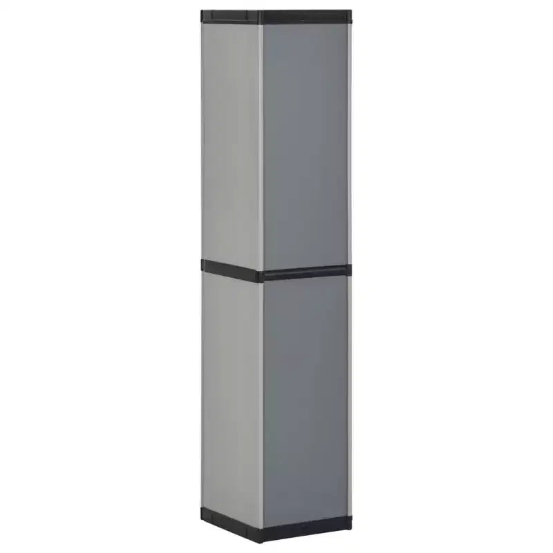 vidaXL Durable PVC and PP Garden Storage Cabinet with Three Shelves for Organized Storage in Patio, Balcony, or Garage - Gray & Black