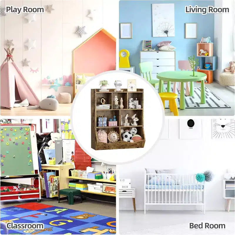 Acekool White Toy Storage Cabinet, 3-Tier Kids Bookshelf with Cubby Organizer, Open Compartments and Tilt Bins for Bedroom or Playroom