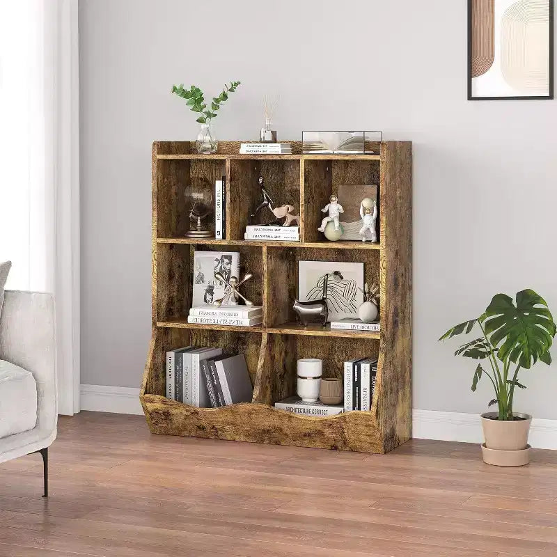 Acekool White Toy Storage Cabinet, 3-Tier Kids Bookshelf with Cubby Organizer, Open Compartments and Tilt Bins for Bedroom or Playroom