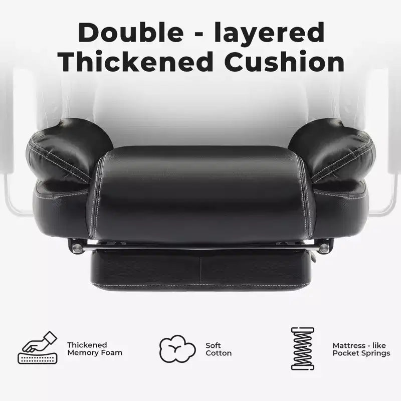 GDFStudio Bernie Faux Leather Upholstery Reclining Swivel Office Chair with Footrest and Adjustable Headrest