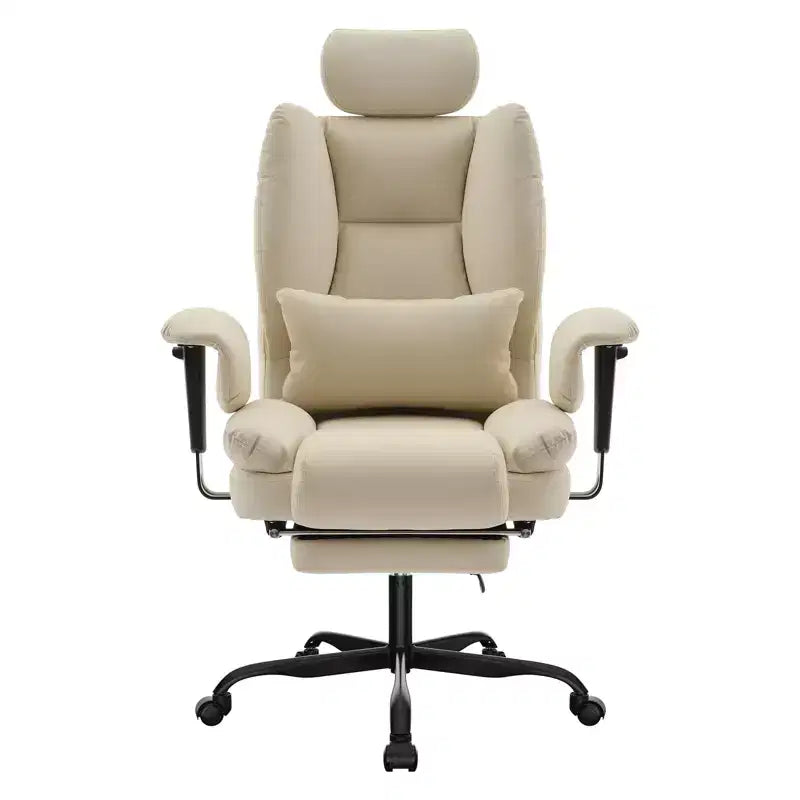 GDFStudio Bernie Faux Leather Upholstery Reclining Swivel Office Chair with Footrest and Adjustable Headrest