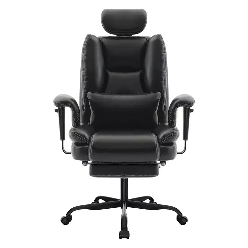 GDFStudio Bernie Faux Leather Upholstery Reclining Swivel Office Chair with Footrest and Adjustable Headrest