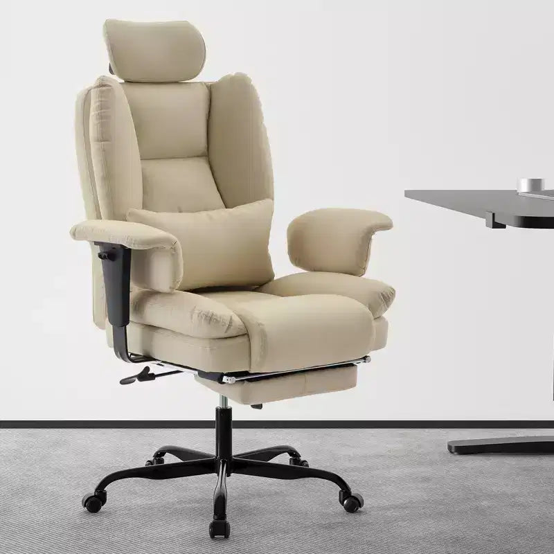 GDFStudio Bernie Faux Leather Upholstery Reclining Swivel Office Chair with Footrest and Adjustable Headrest