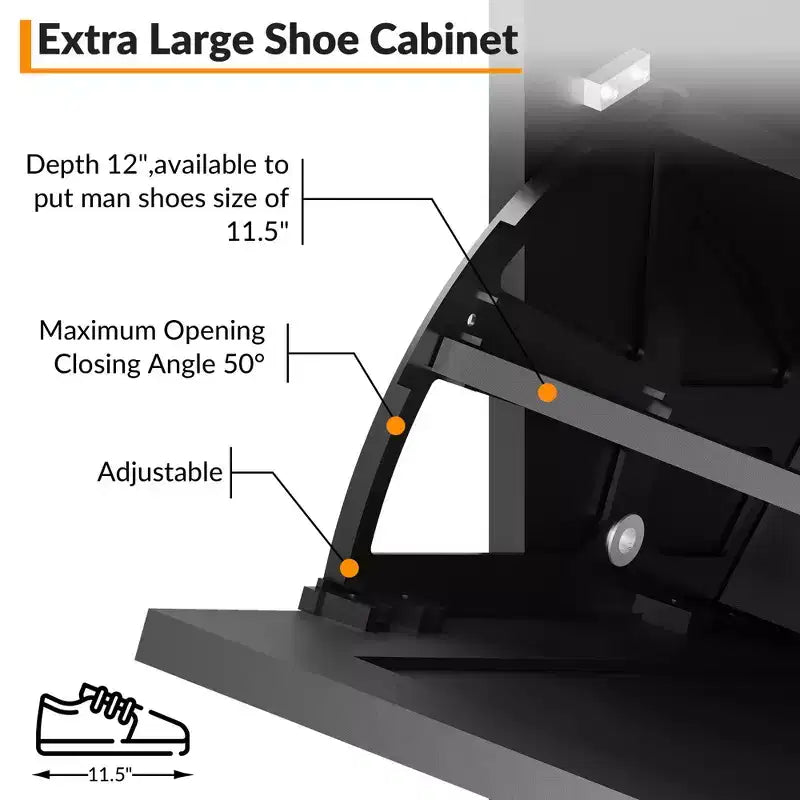 Shoe Cabinet with 4 Flip-Up Drawers Hidden Shoe Storage Cabinet with Open Storage for Entryway Hallway Bedroom Shoe Organizer Cabinet