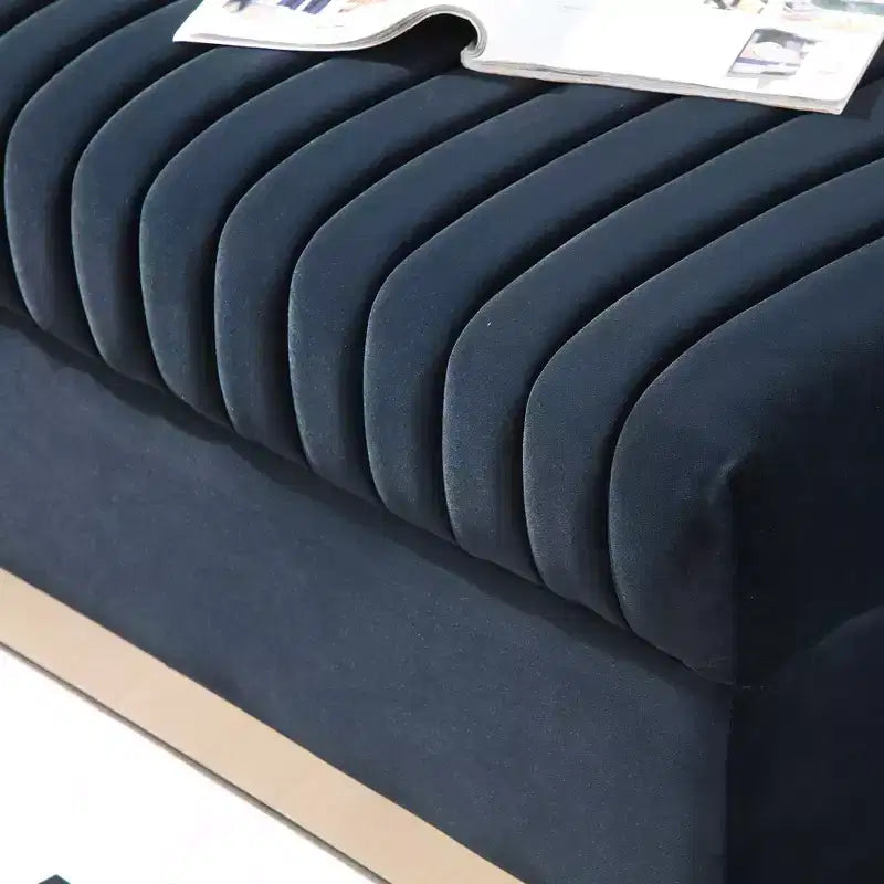 Velvet Loveseat 2-Seater Sofa Upholstered Couch with 2 Pillows, Nailhead Trimming & Low Back - ModernLuxe