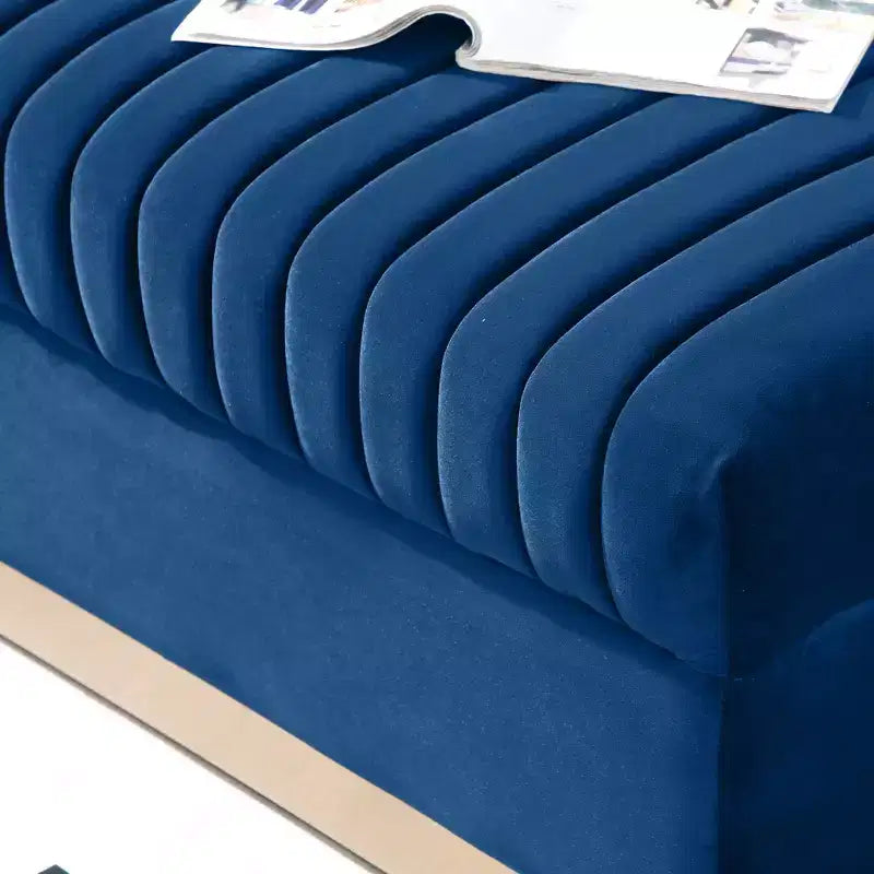 Velvet Loveseat 2-Seater Sofa Upholstered Couch with 2 Pillows, Nailhead Trimming & Low Back - ModernLuxe