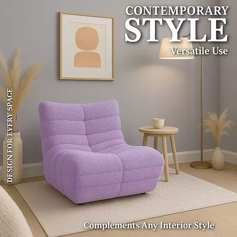 Modern Accent Chair for Living Room Comfy Upholstered Armchair with High-Density Cushion Chair for Bedroom, Apartment Seating - Teddy Pink