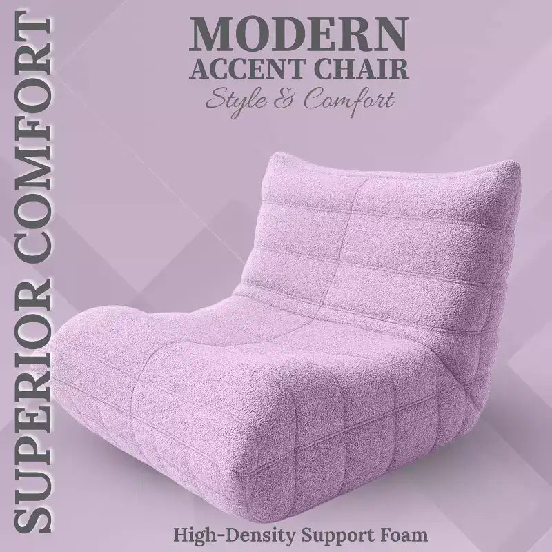 Modern Accent Chair for Living Room Comfy Upholstered Armchair with High-Density Cushion Chair for Bedroom, Apartment Seating - Teddy Pink