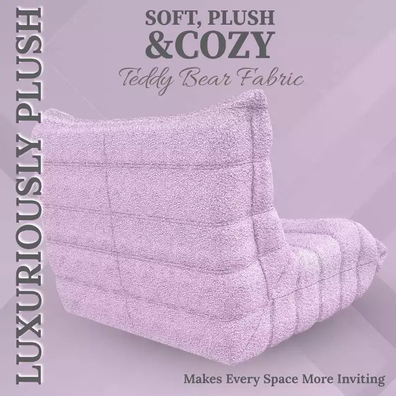Modern Accent Chair for Living Room Comfy Upholstered Armchair with High-Density Cushion Chair for Bedroom, Apartment Seating - Teddy Pink