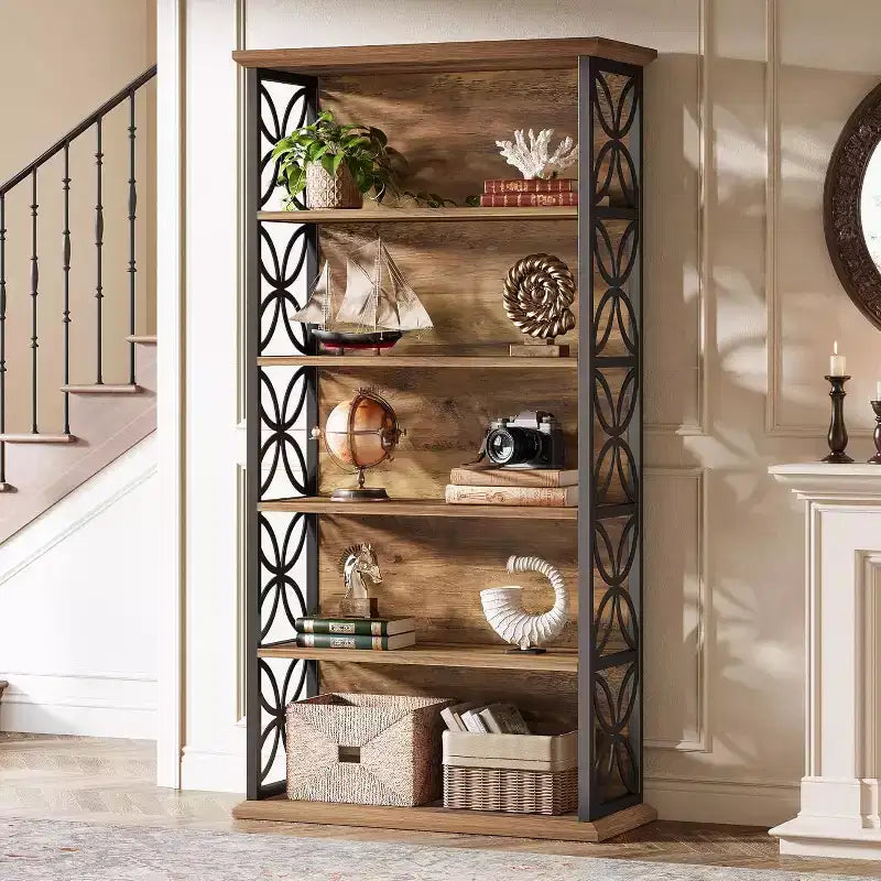 Lantine 6-Tier Bookshelf, 71 Tall Bookcase with Metal Frame, Freestanding Open Storage Shelves for Home Office, Living Room, Bedroom