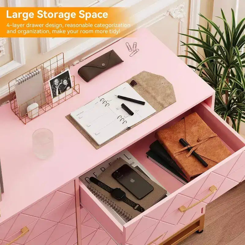 Modern Dresser for Bedroom with 8 Drawer, TV Stand Dressers Chest of Drawers for Living Room Hallway Entryway