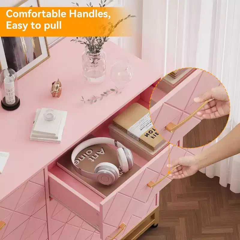 Modern Dresser for Bedroom with 8 Drawer, TV Stand Dressers Chest of Drawers for Living Room Hallway Entryway