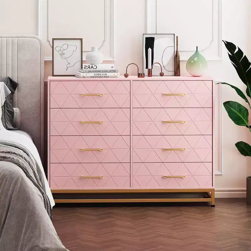 Modern Dresser for Bedroom with 8 Drawer, TV Stand Dressers Chest of Drawers for Living Room Hallway Entryway