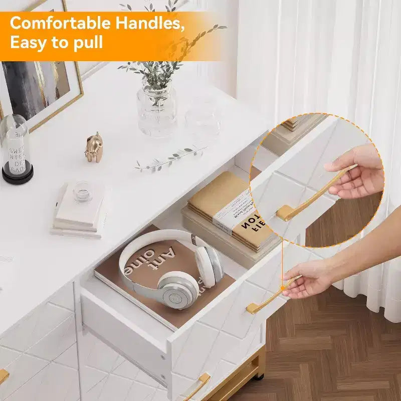Modern Dresser for Bedroom with 8 Drawer, TV Stand Dressers Chest of Drawers for Living Room Hallway Entryway