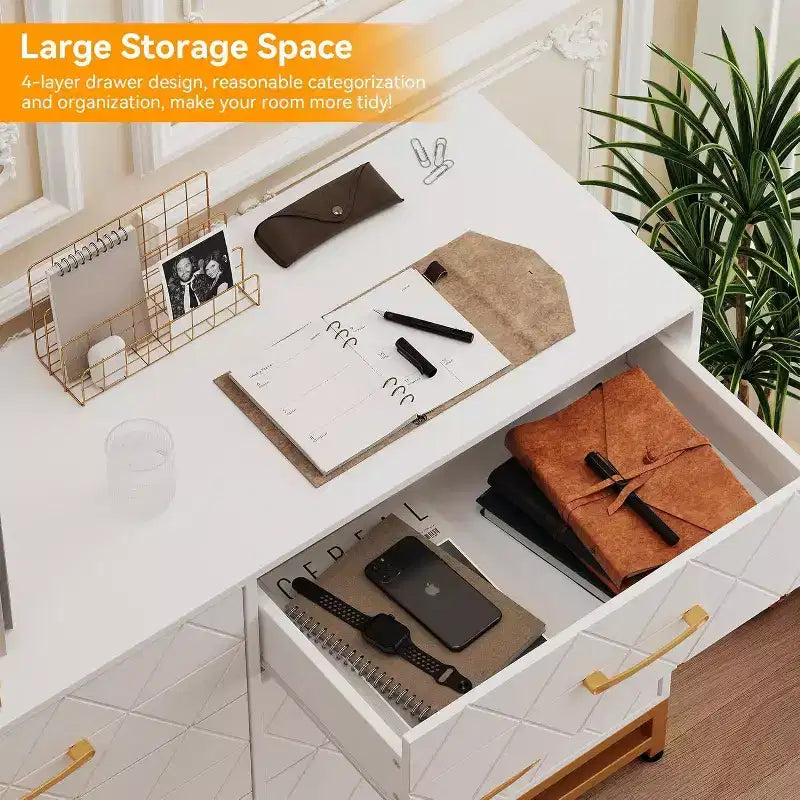 Modern Dresser for Bedroom with 8 Drawer, TV Stand Dressers Chest of Drawers for Living Room Hallway Entryway