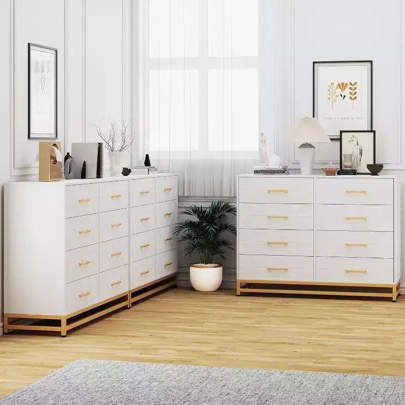 Modern Dresser for Bedroom with 8 Drawer, TV Stand Dressers Chest of Drawers for Living Room Hallway Entryway